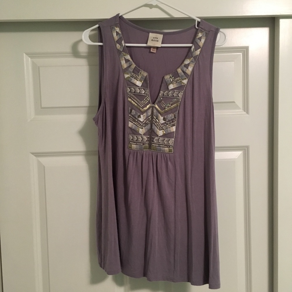 Lavender, embellished sleeveless top, size XL